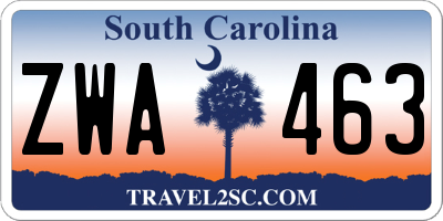 SC license plate ZWA463
