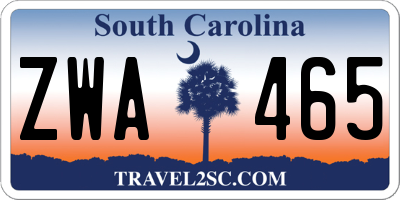 SC license plate ZWA465