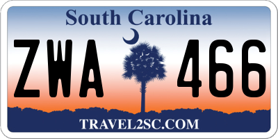 SC license plate ZWA466