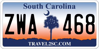 SC license plate ZWA468