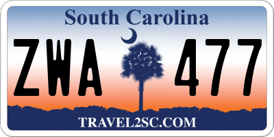 SC license plate ZWA477