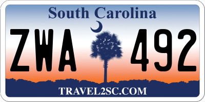SC license plate ZWA492