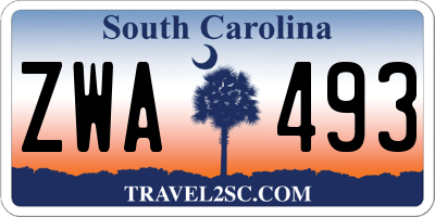 SC license plate ZWA493