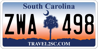 SC license plate ZWA498