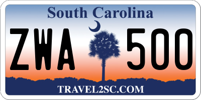 SC license plate ZWA500