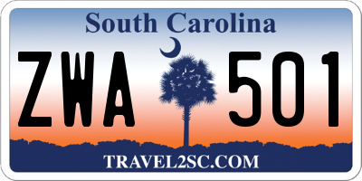 SC license plate ZWA501