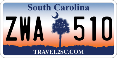 SC license plate ZWA510