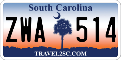 SC license plate ZWA514