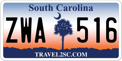 SC license plate ZWA516