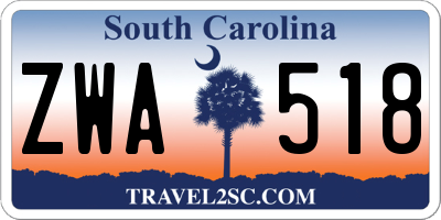 SC license plate ZWA518