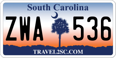 SC license plate ZWA536