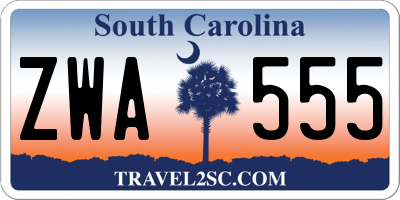 SC license plate ZWA555