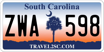 SC license plate ZWA598
