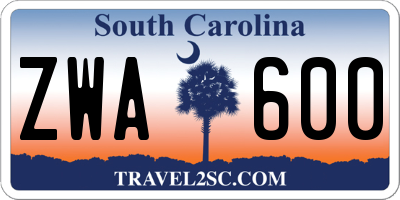 SC license plate ZWA600