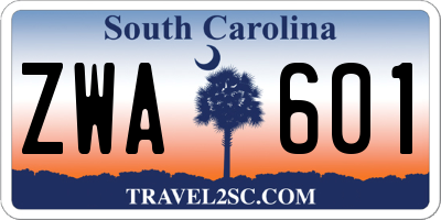 SC license plate ZWA601