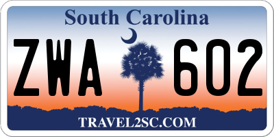 SC license plate ZWA602