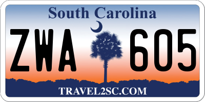 SC license plate ZWA605