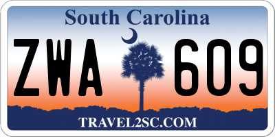 SC license plate ZWA609