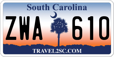 SC license plate ZWA610
