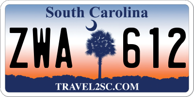 SC license plate ZWA612