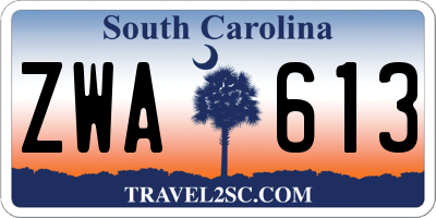 SC license plate ZWA613