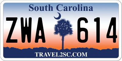 SC license plate ZWA614