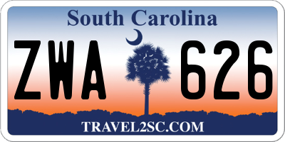 SC license plate ZWA626