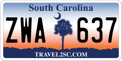 SC license plate ZWA637
