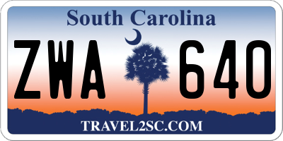 SC license plate ZWA640