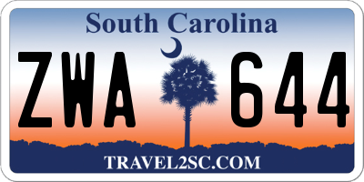 SC license plate ZWA644