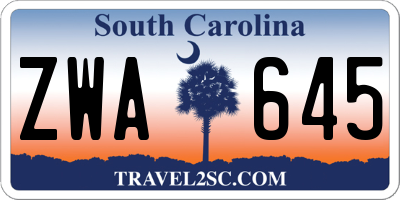 SC license plate ZWA645