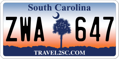 SC license plate ZWA647
