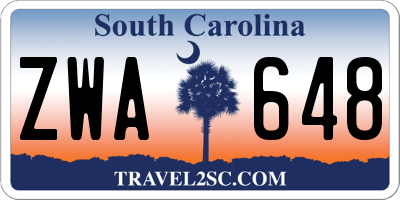 SC license plate ZWA648