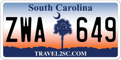 SC license plate ZWA649