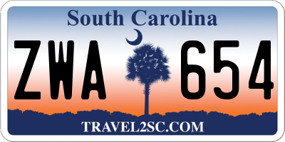 SC license plate ZWA654