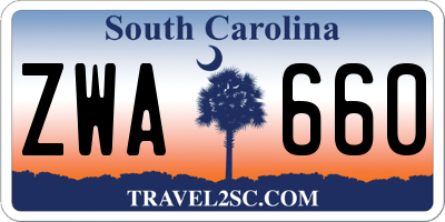 SC license plate ZWA660