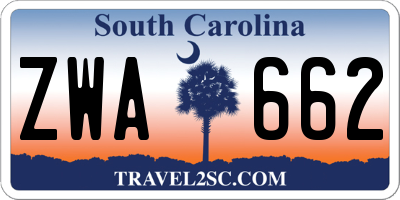 SC license plate ZWA662
