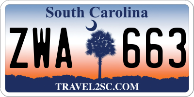 SC license plate ZWA663