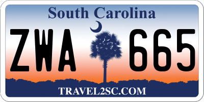 SC license plate ZWA665