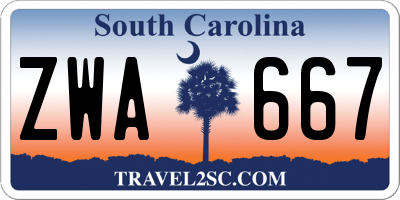 SC license plate ZWA667