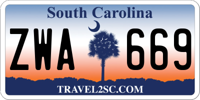 SC license plate ZWA669