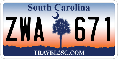 SC license plate ZWA671