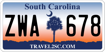 SC license plate ZWA678
