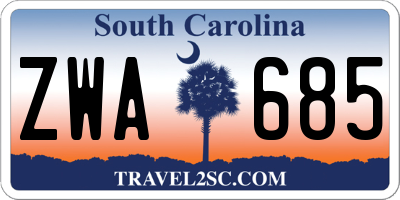SC license plate ZWA685