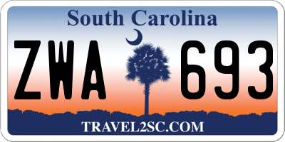 SC license plate ZWA693
