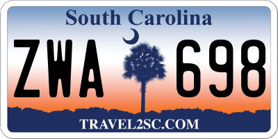 SC license plate ZWA698
