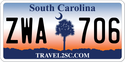 SC license plate ZWA706