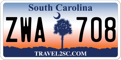 SC license plate ZWA708