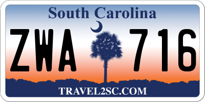 SC license plate ZWA716