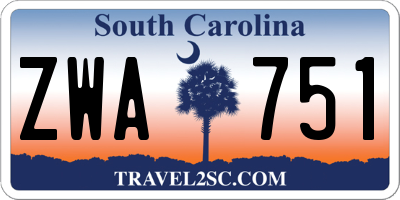SC license plate ZWA751